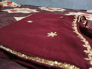 Maroon Dupatta with Gold Detail