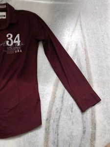 Fun-X Maroon Graphic Button-Down