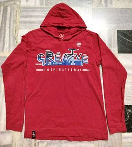 Red Graphic Print Hoodie