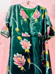 Floral Green Wrap Dress