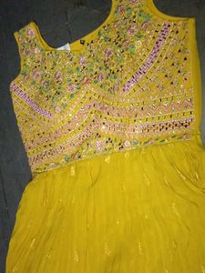 Mustard Embroidered Anarkali