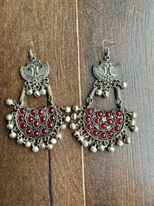Jaipur Oxidised Silver Earrings, Not Used