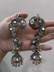 Oxidized Ear cuff Jhumka Earrings