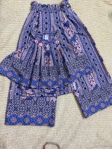 Blue Color Printed 2 Pec Baby Girl Plazo Set
