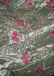 Green &amp; Orange Embellished Indian Lengha