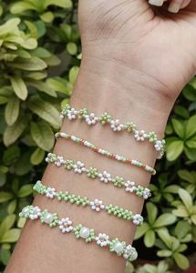 Beaded Flower Bracelet Set