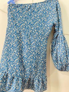 One Shoulder Floral Print Mini Dress