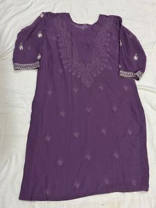 Purple Embroidered Kurti