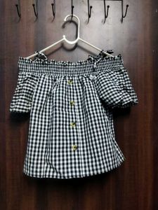 Gingham Off-Shoulder Top