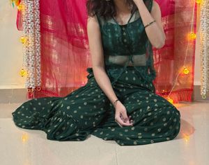 INDYA Sharara Emerald Green Co-ord Set
