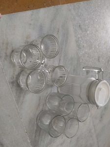 Vintage Glass Pitcher &amp; 4 Glasses Set