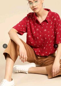 Red Floral Print Shirt
