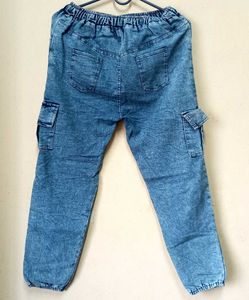 Blue Denim Cargo Pants