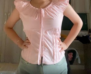 Cute Pink Tie-Front Top