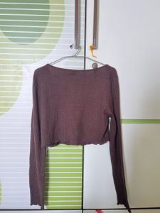 Brown Long Sleeve Crop Top