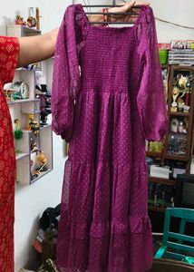 Purple Polka Dot Maxi Dress