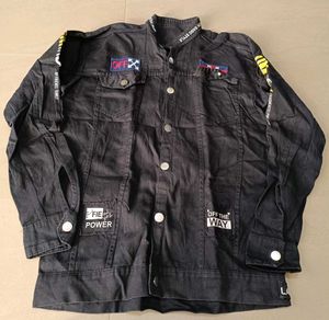 Trendy Graphic Denim Jacket, M Size