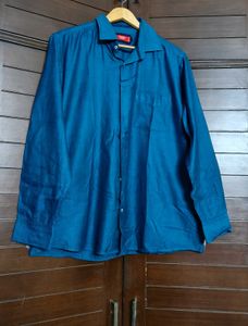 Richlook Men Blue Textured Cotton Party Shirt