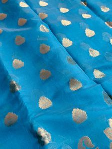 Blue kathpadar Blend Saree