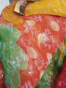 New Yellow Red Saree