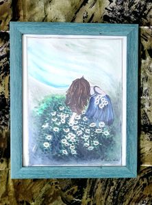 Painting Of Woman Gathering Flowers
