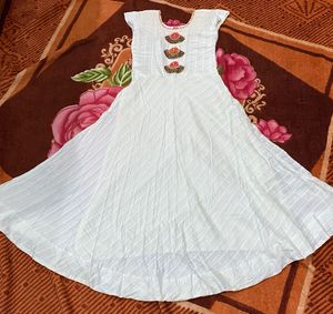 Elegant White Embroidered Dress Along With Dupatta
