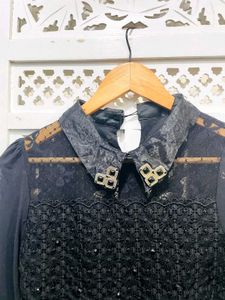 Korean Black Peplum Top C