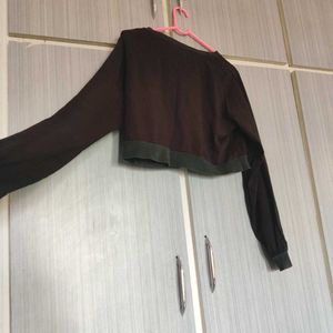 Miss Chase Black Full Sleeves Crop Top