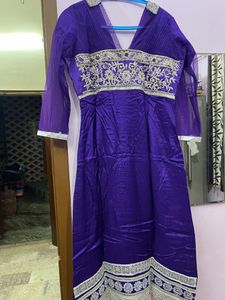 Heavy Embroidered Purple Kurti