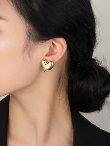 Gold Heart Stud Earrings