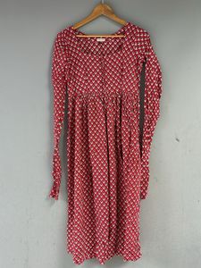 Red Patterned Midi Dress