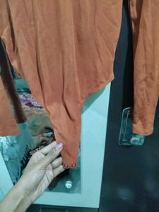 Rust Mock Neck Body Suit Top