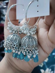 Stylish Silver Jhumka Earrings