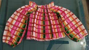 Colorful Plaid Smocked Blouse