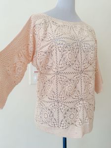 PEACH CROCHET TOP