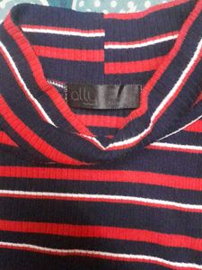 Women Red &amp; Blue Stripe Top