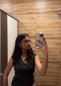 Black Lace Trim Tank Top