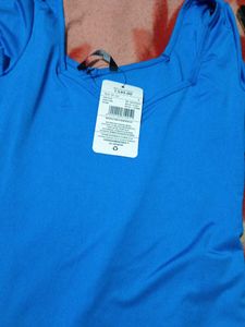 Blue Square Neck Top