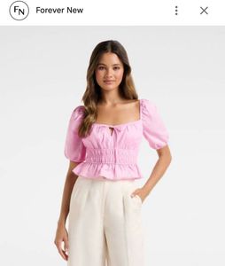 Forever New Pink Puff Sleeve Top