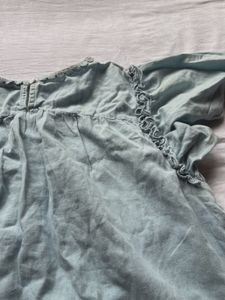 Cute Blue Flutter Sleeve Top