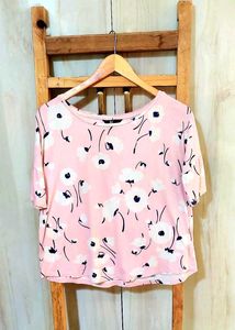 Pink Printed Cotton Top Size-38