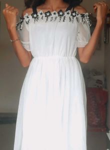 White Off-Shoulder Floral Dress