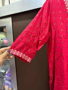 Embroidered Red Kurta