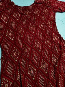 Maroon &amp; Gold Mirror Work Kurta Set