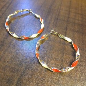 Twist of Glam – Red &amp; Silver Hoop Earrings❤️🤍