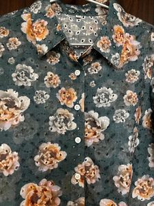 Hakoba Cotton Floral Cropped Shirt (New Launch)