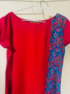 ₹140 Pretty Red Kurta - Size: M