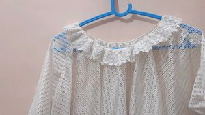 White Crochet Ruffle Poncho