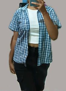 Trendy Blue Checkered Shirt
