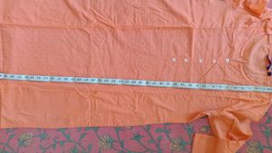 Peach Embroidered Cotton Kurta
